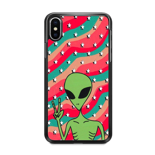 Alien Prove of Peace iPhone XS MAX Case-Rubber White (2D Case)-Oxvistore