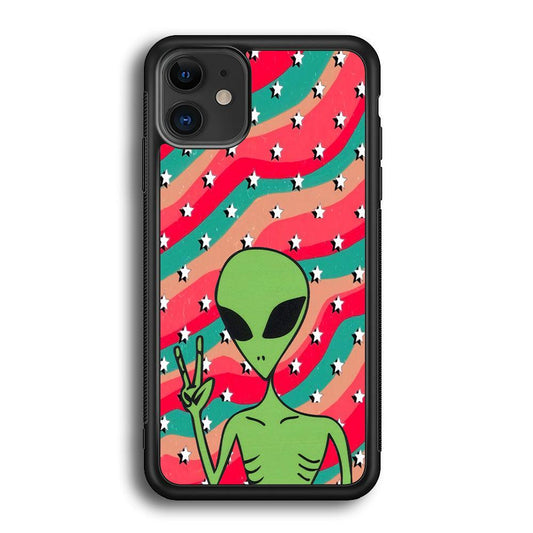 Alien Prove of Peace iPhone 11 Case-Rubber Black (2D Case)-Oxvistore