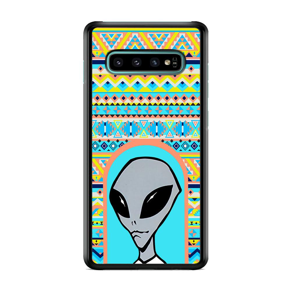 Alien Sign of Dome Samsung Galaxy S10 Case-Rubber White (2D Case)-Oxvistore