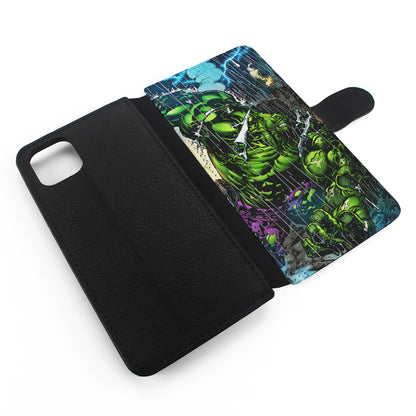 Angry Hulk Destroys The City Flip Wallet Phone Case