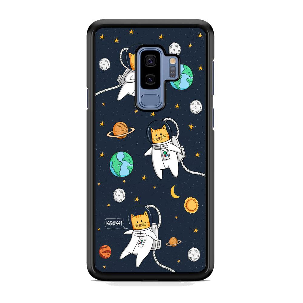 Animal Astronauts Reach for The Star Samsung Galaxy S9 Plus Case-Rubber Black (2D Case)-Oxvistore