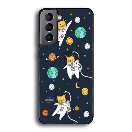Animal Astronauts Reach for The Star Samsung Galaxy S22 Plus Case-Rubber Black (2D Case)-Oxvistore