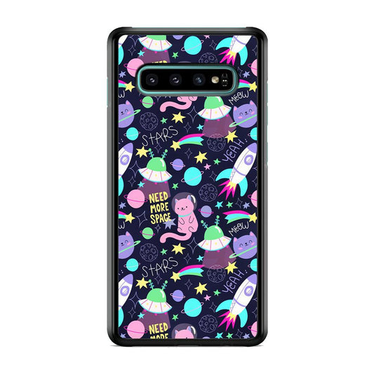 Animal Astronauts Rockets Cat Samsung Galaxy S10 Plus Case-Rubber Black (2D Case)-Oxvistore