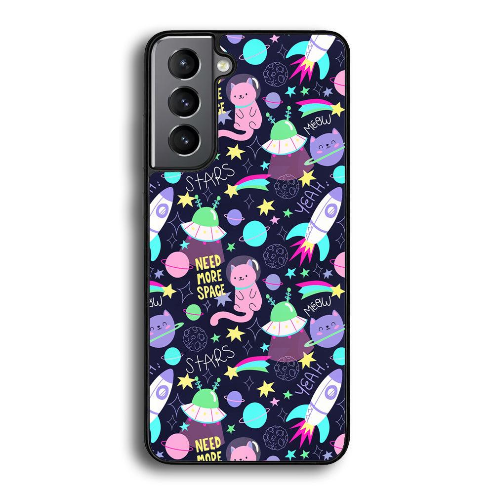 Animal Astronauts Rockets Cat Samsung Galaxy S24 Plus Case-Rubber Black (2D Case)-Oxvistore