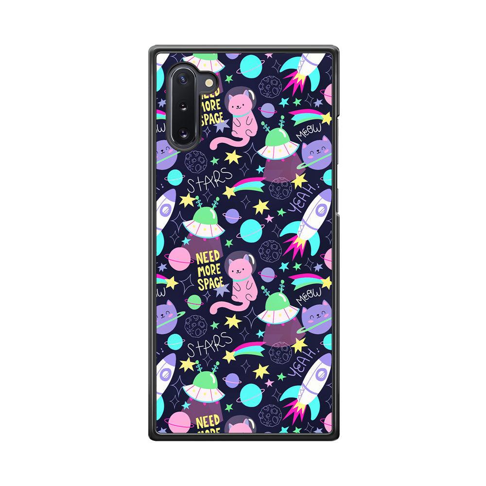 Animal Astronauts Rockets Cat Samsung Galaxy Note 10 Case-Rubber Black (2D Case)-Oxvistore