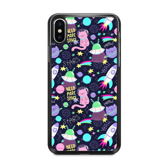 Animal Astronauts Rockets Cat iPhone XS MAX Case-Rubber Black (2D Case)-Oxvistore