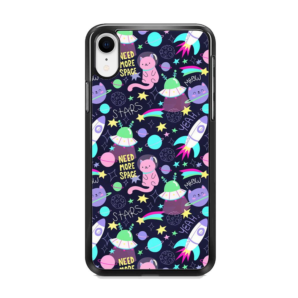 Animal Astronauts Rockets Cat iPhone XR Case-Rubber Black (2D Case)-Oxvistore