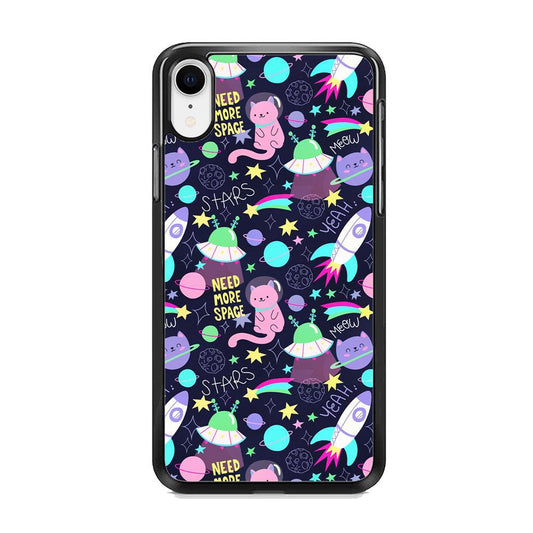 Animal Astronauts Rockets Cat iPhone XR Case-Rubber Black (2D Case)-Oxvistore