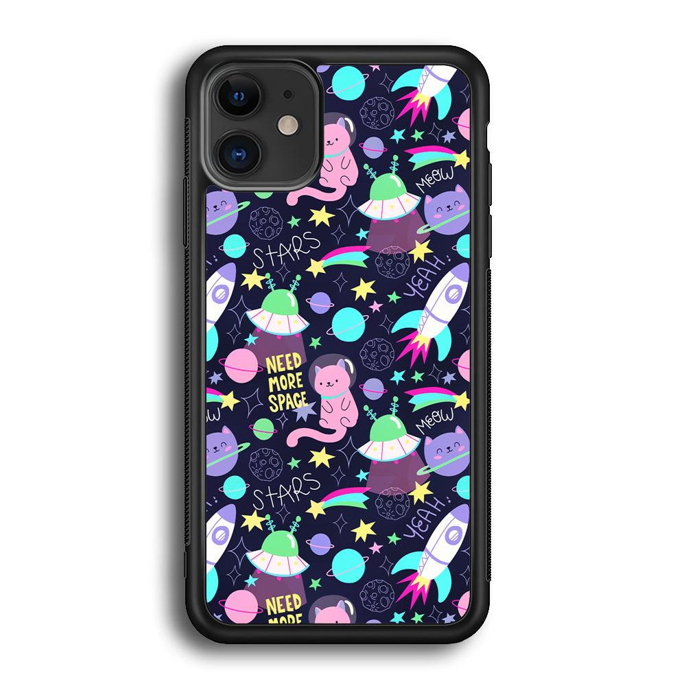 Animal Astronauts Rockets Cat iPhone 11 Case-Rubber Black (2D Case)-Oxvistore