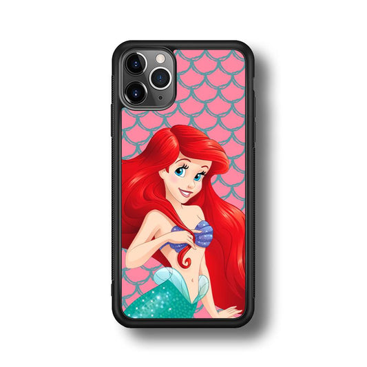 Ariel The Beauty Princess of Mermaid iPhone 11 Pro Max Case-Rubber Black (2D Case)-Oxvistore