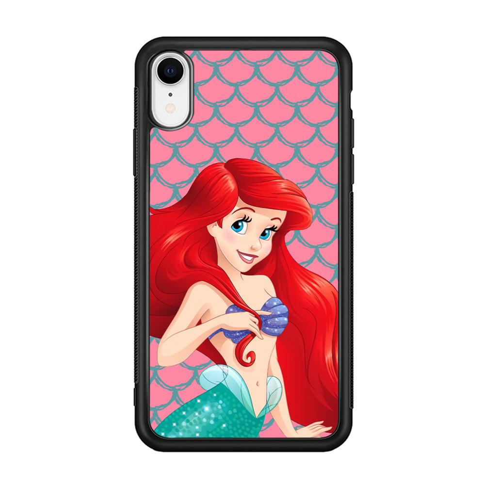 Ariel The Beauty Princess of Mermaid iPhone XR Case-Rubber Black (2D Case)-Oxvistore