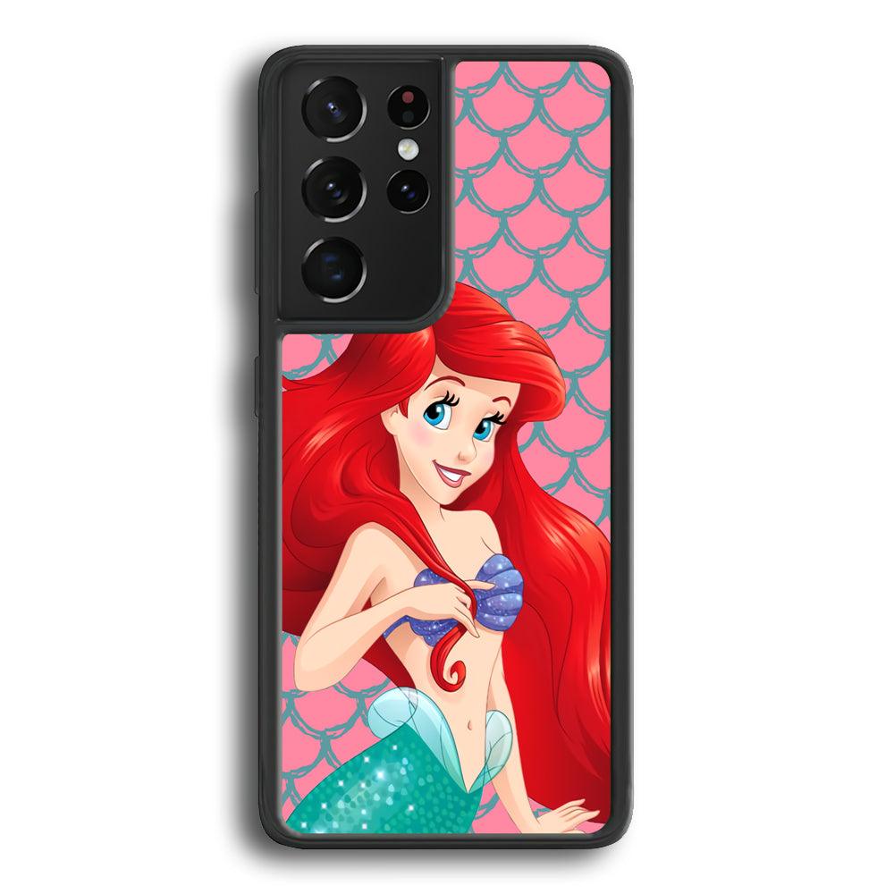 Ariel The Beauty Princess of Mermaid Samsung Galaxy S24 Ultra Case-Rubber Black (2D Case)-Oxvistore
