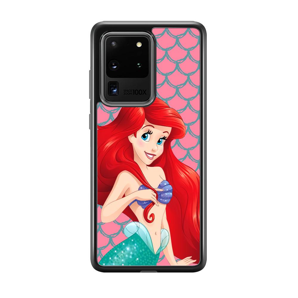 Ariel The Beauty Princess of Mermaid Samsung Galaxy S20 Ultra Case-Rubber Black (2D Case)-Oxvistore