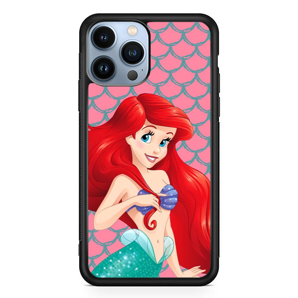 Ariel The Beauty Princess of Mermaid iPhone 14 Pro Case-Rubber Black (2D Case)-Oxvistore