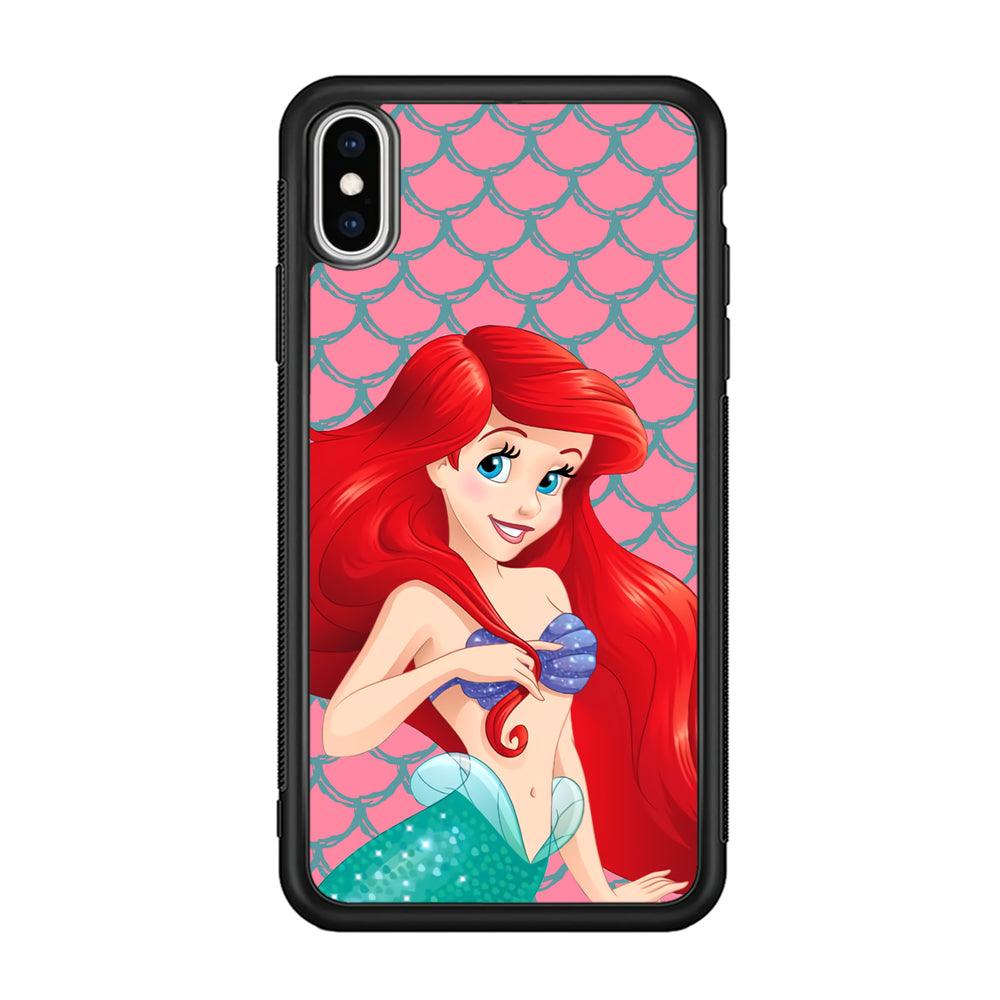 Ariel The Beauty Princess of Mermaid iPhone XS Case-Rubber Black (2D Case)-Oxvistore