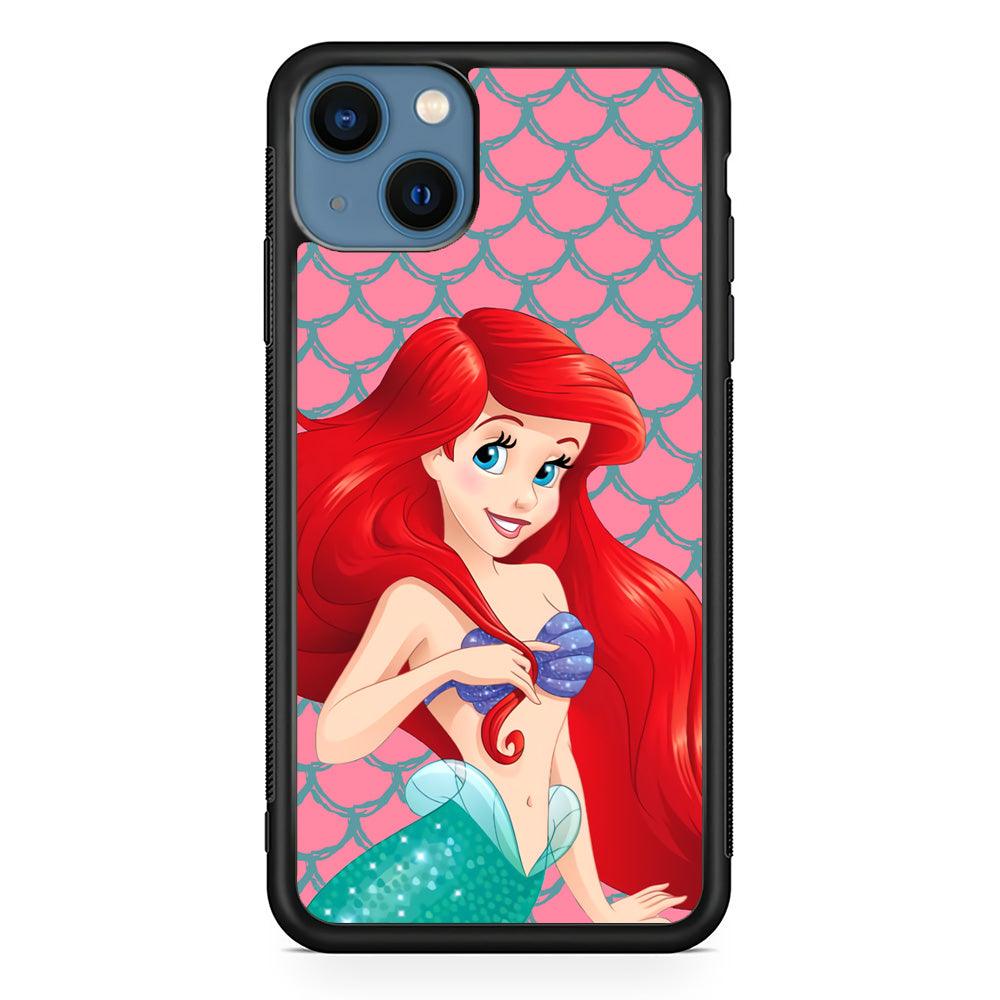 Ariel The Beauty Princess of Mermaid iPhone 15 Case-Rubber Black (2D Case)-Oxvistore