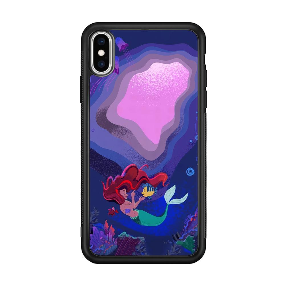 Ariel The Princess Deep of The Sea iPhone Xs Max Case-Rubber Black (2D Case)-Oxvistore