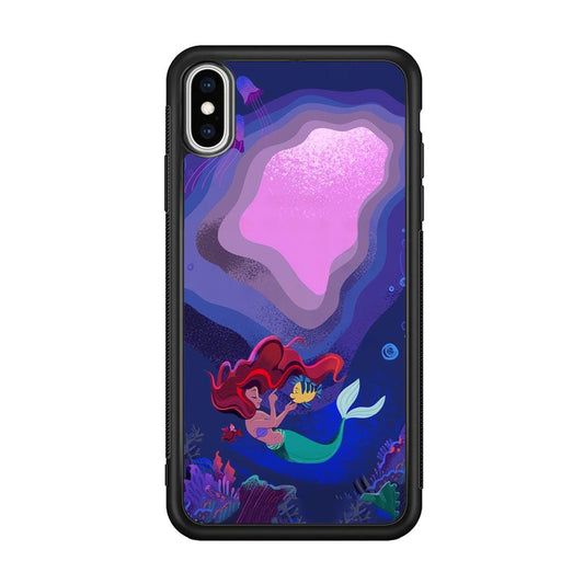 Ariel The Princess Deep of The Sea iPhone Xs Max Case-Rubber Black (2D Case)-Oxvistore