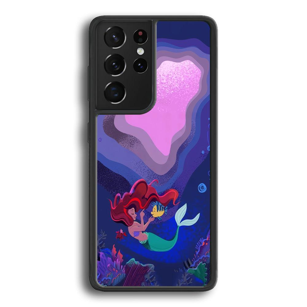 Ariel The Princess Deep of The Sea Samsung Galaxy S24 Ultra Case-Rubber Black (2D Case)-Oxvistore
