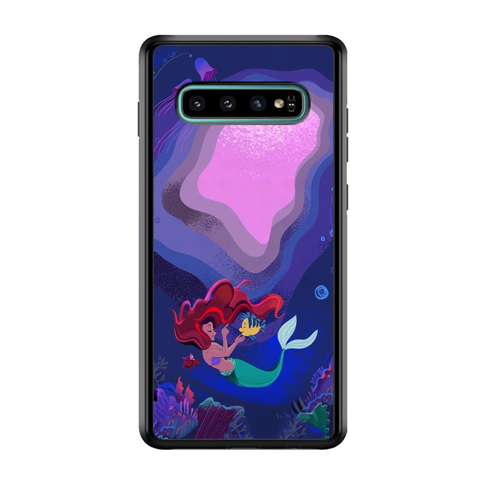 Ariel The Princess Deep of The Sea Samsung Galaxy S10 Plus Case-Rubber Black (2D Case)-Oxvistore