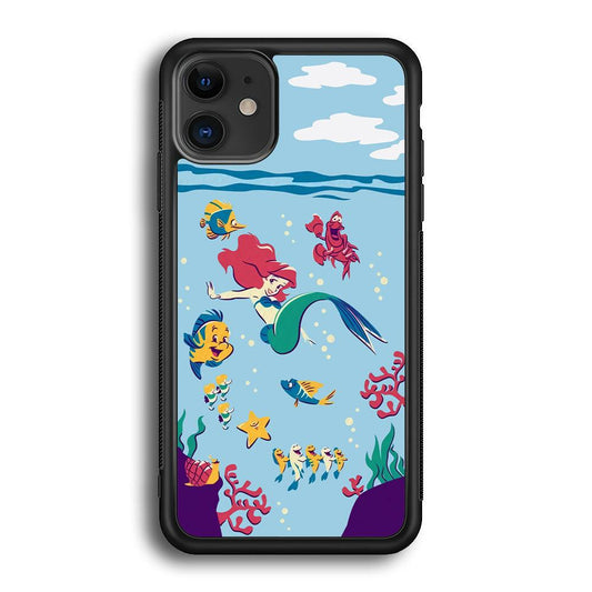Ariel The Princess Orchestra of Sea iPhone 11 Case-Rubber Black (2D Case)-Oxvistore