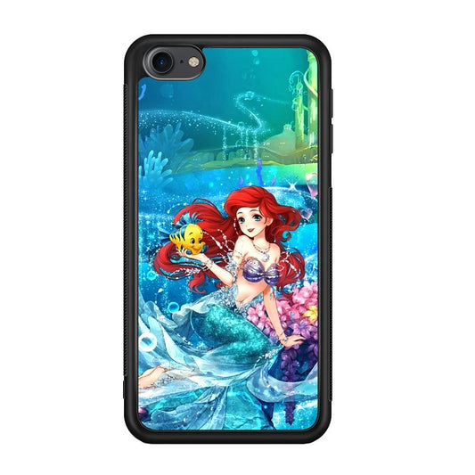 Ariel The Princess Sparkling Blue Water iPod Touch 6 Case-Rubber Black (2D Case)-Oxvistore