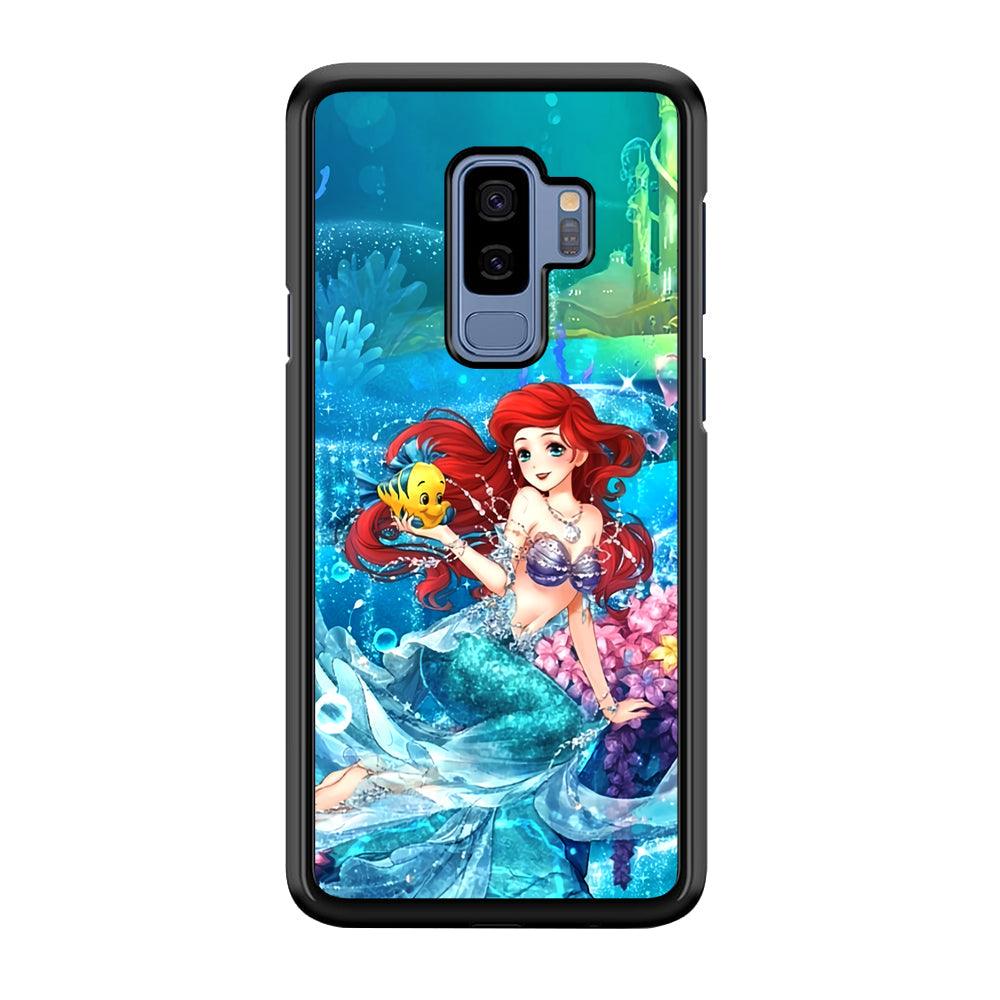 Ariel The Princess Sparkling Blue Water Samsung Galaxy S9 Plus Case-Rubber Black (2D Case)-Oxvistore