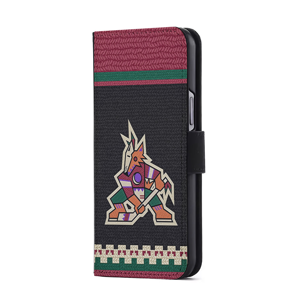 Arizona Coyotes Pattern Flip Wallet Phone Case