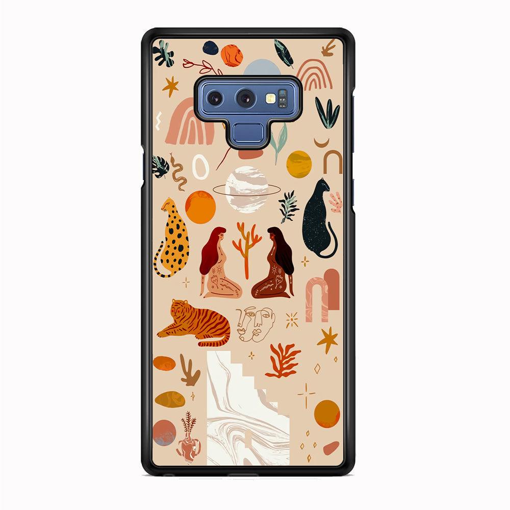 Art of Nature Women and The Tiger Samsung Galaxy Note 9 Case-Rubber Black (2D Case)-Oxvistore