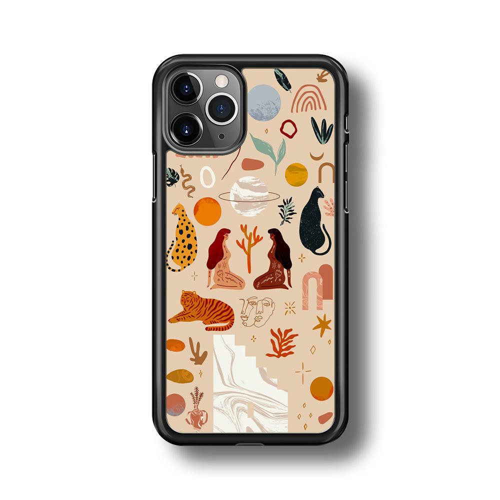 Art of Nature Women and The Tiger iPhone 11 Pro Case-Rubber Black (2D Case)-Oxvistore