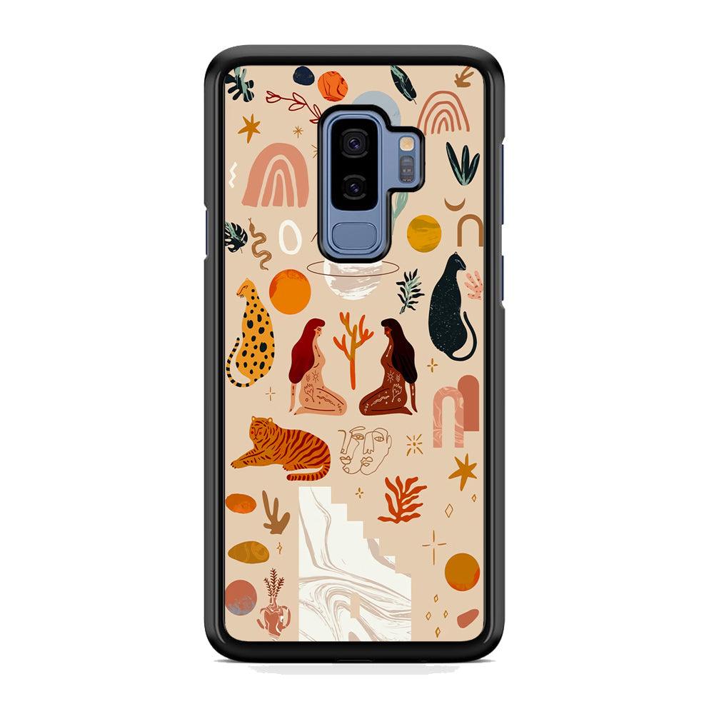 Art of Nature Women and The Tiger Samsung Galaxy S9 Plus Case-Rubber Black (2D Case)-Oxvistore