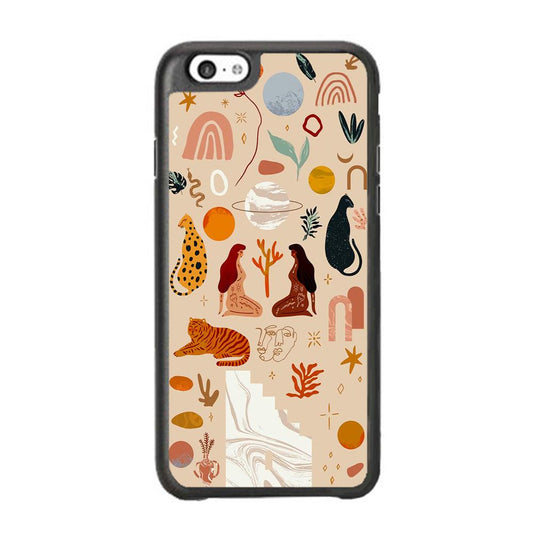 Art of Nature Women and The Tiger iPhone 6 Plus | 6s Plus Case-Rubber Black (2D Case)-Oxvistore