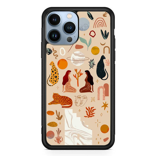 Art of Nature Women and The Tiger iPhone 13 Pro Max Case-Rubber White (2D Case)-Oxvistore