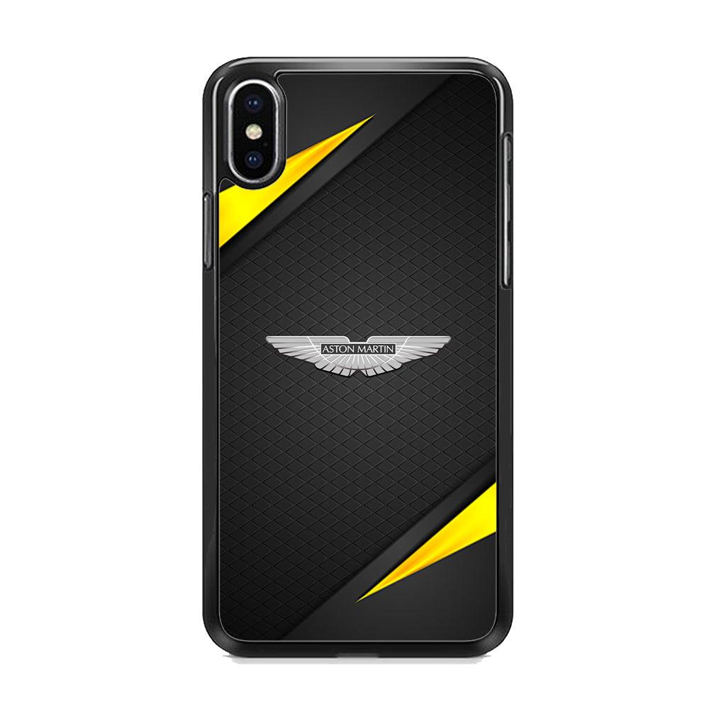 Aston Martin Silver Pinion iPhone XS Case-Rubber Black (2D Case)-Oxvistore
