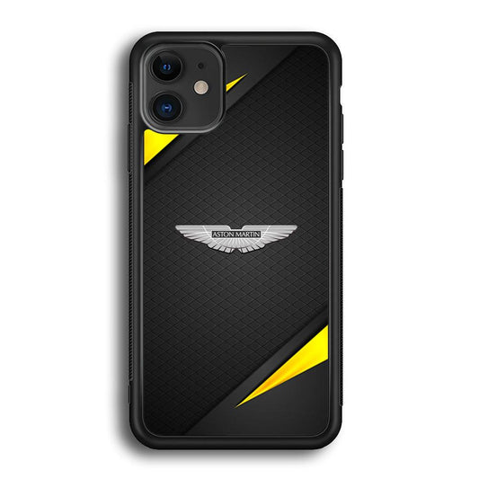 Aston Martin Silver Pinion iPhone 11 Case-Rubber Black (2D Case)-Oxvistore