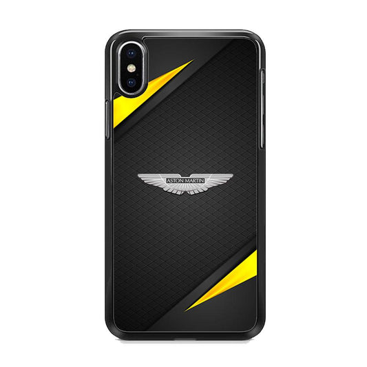 Aston Martin Silver Pinion iPhone XS MAX Case-Rubber Black (2D Case)-Oxvistore