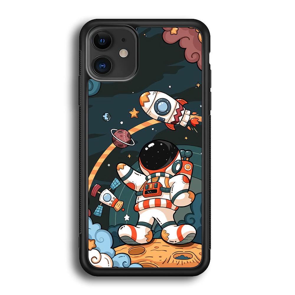 Astronaut Chilhood Dream iPhone 11 Case-Rubber Black (2D Case)-Oxvistore