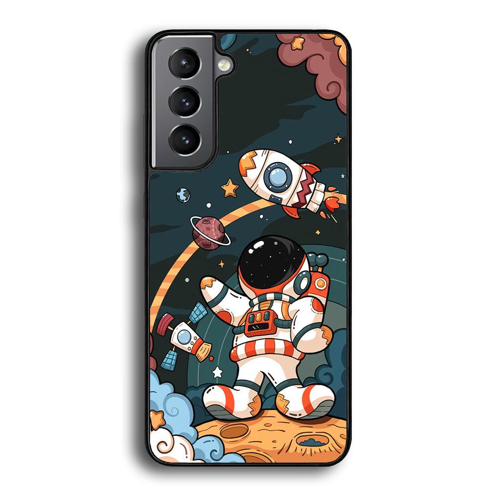 Astronaut Chilhood Dream Samsung Galaxy S22 Plus Case-Rubber Black (2D Case)-Oxvistore