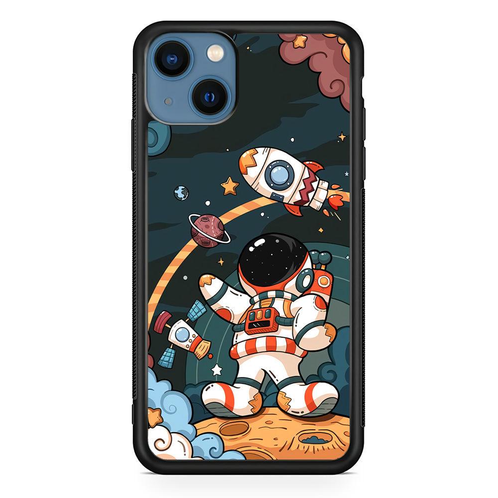 Astronaut Chilhood Dream iPhone 13 Case-Rubber Black (2D Case)-Oxvistore