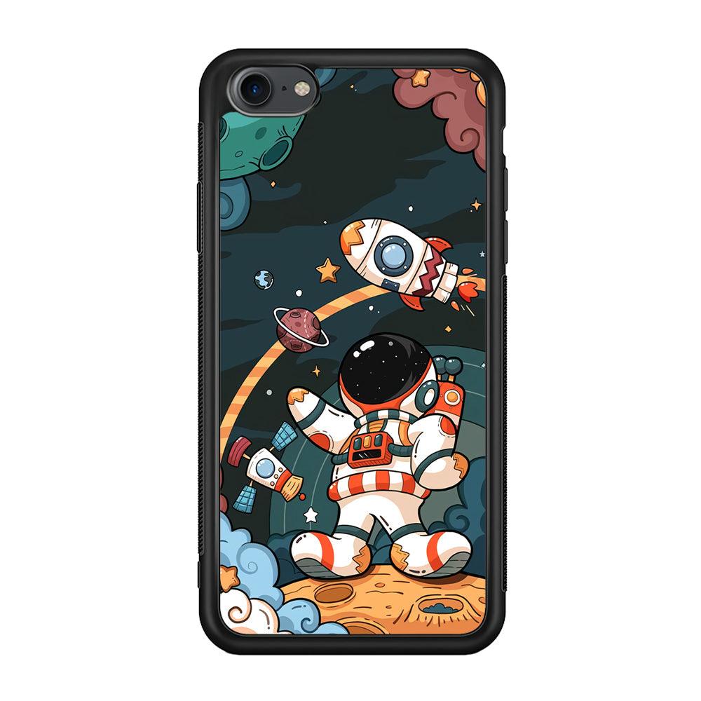 Astronaut Chilhood Dream iPhone 8 Case-Rubber Black (2D Case)-Oxvistore