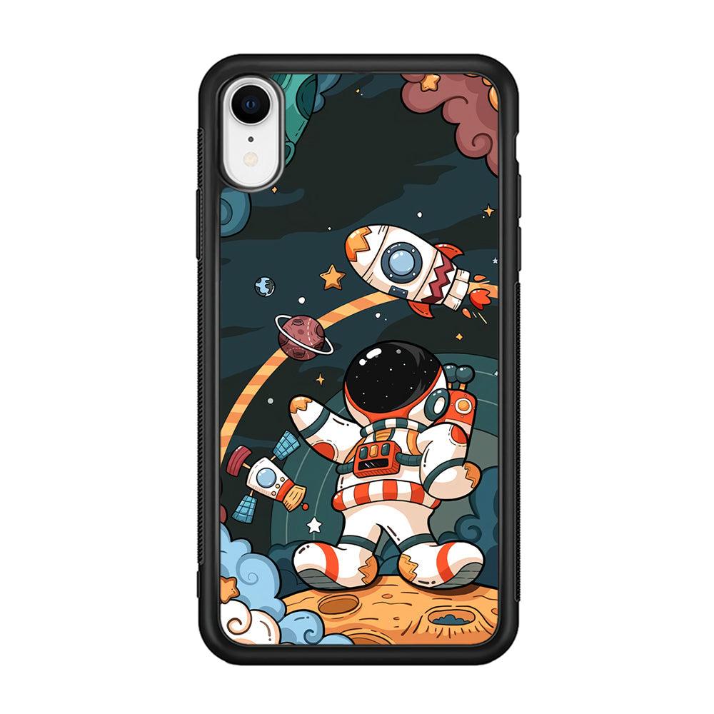 Astronaut Chilhood Dream iPhone XR Case-Rubber Black (2D Case)-Oxvistore