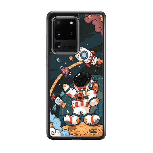 Astronaut Chilhood Dream Samsung Galaxy S20 Ultra Case-Rubber Black (2D Case)-Oxvistore