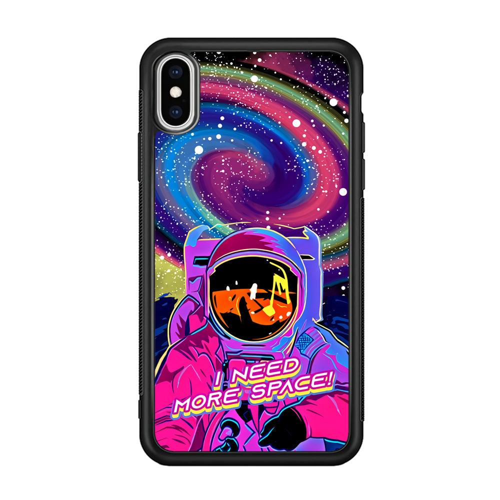 Astronaut Colorful Space iPhone XS Case-Rubber Black (2D Case)-Oxvistore