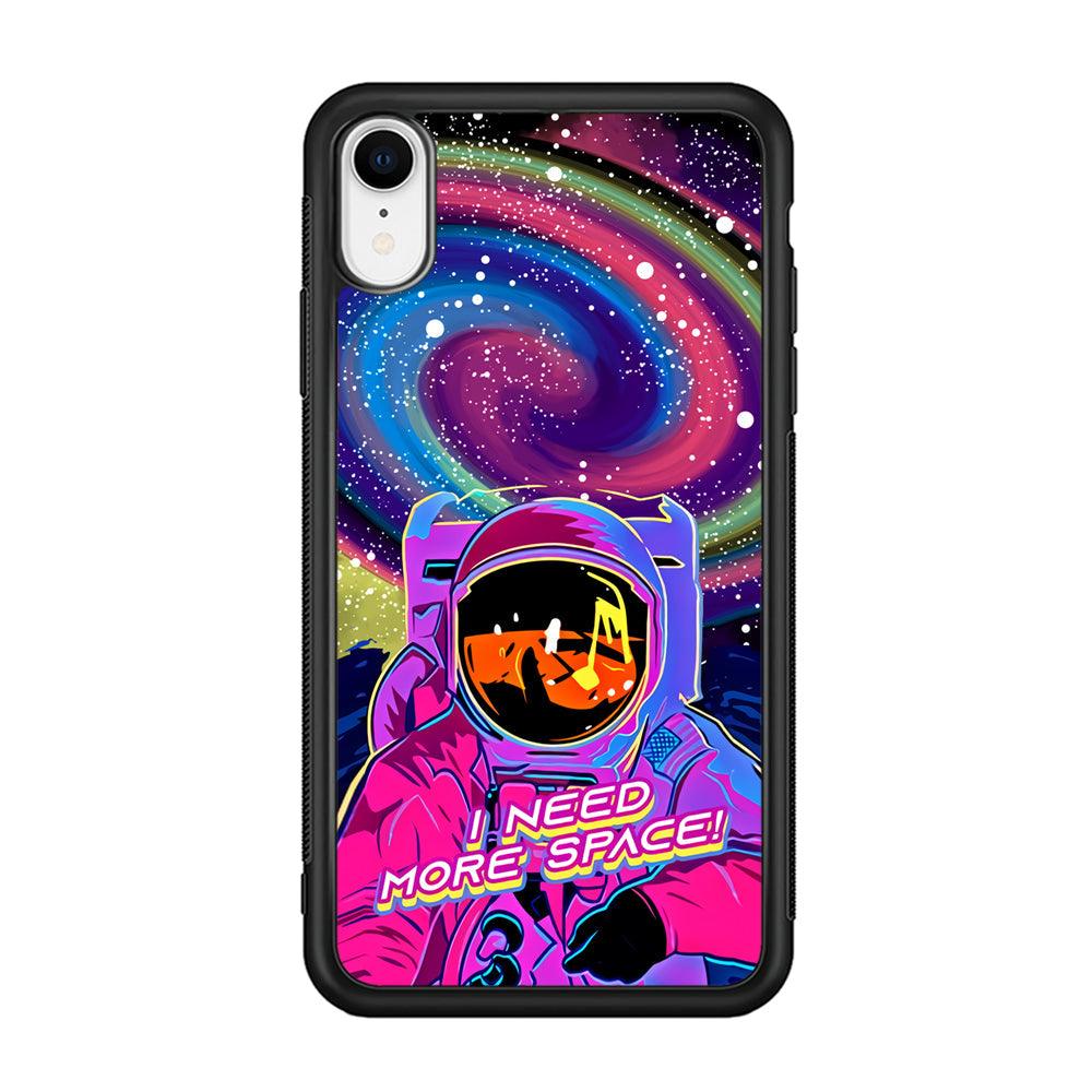 Astronaut Colorful Space iPhone XR Case-Rubber Black (2D Case)-Oxvistore