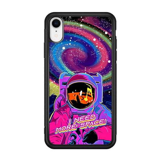 Astronaut Colorful Space iPhone XR Case-Rubber Black (2D Case)-Oxvistore