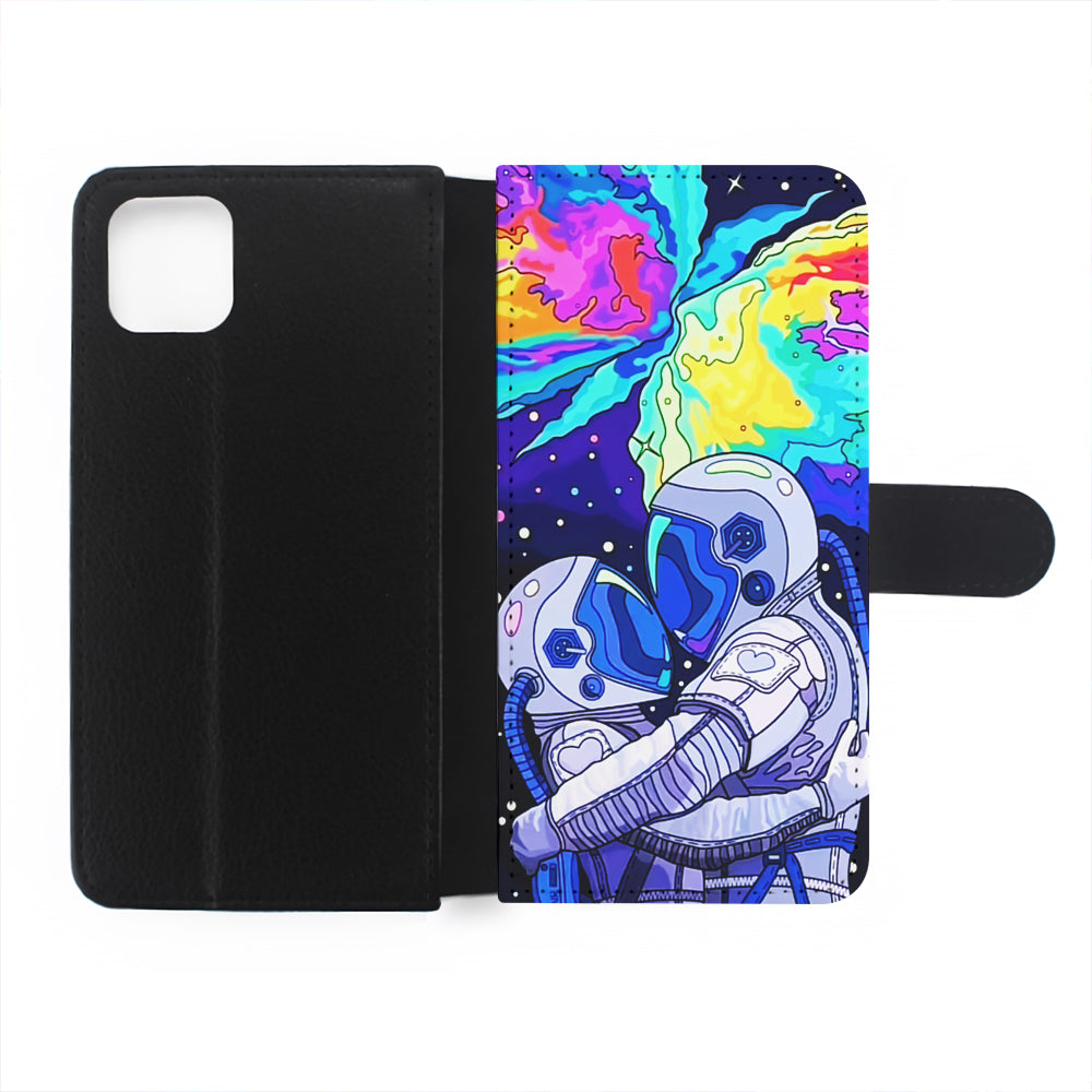 Astronaut Couple in Space Flip Wallet Phone Case