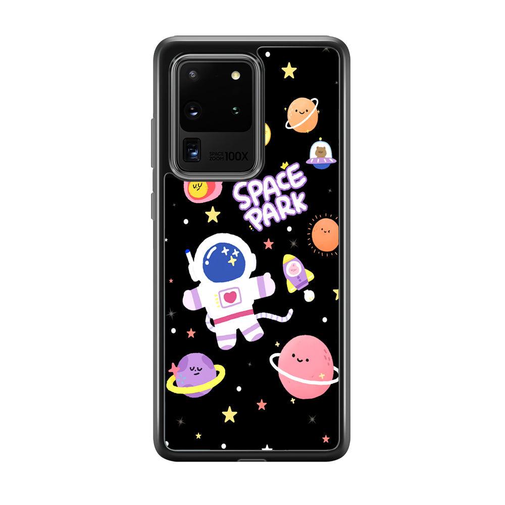 Astronaut Cute on Space Park Samsung Galaxy S20 Ultra Case-Rubber Black (2D Case)-Oxvistore