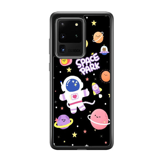 Astronaut Cute on Space Park Samsung Galaxy S20 Ultra Case-Rubber Black (2D Case)-Oxvistore