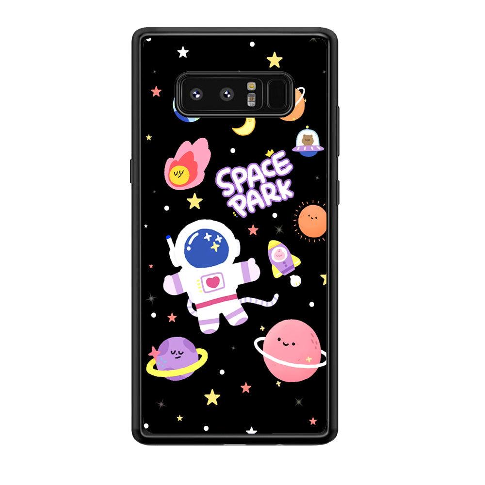 Astronaut Cute on Space Park Samsung Galaxy Note 8 Case-Rubber Black (2D Case)-Oxvistore