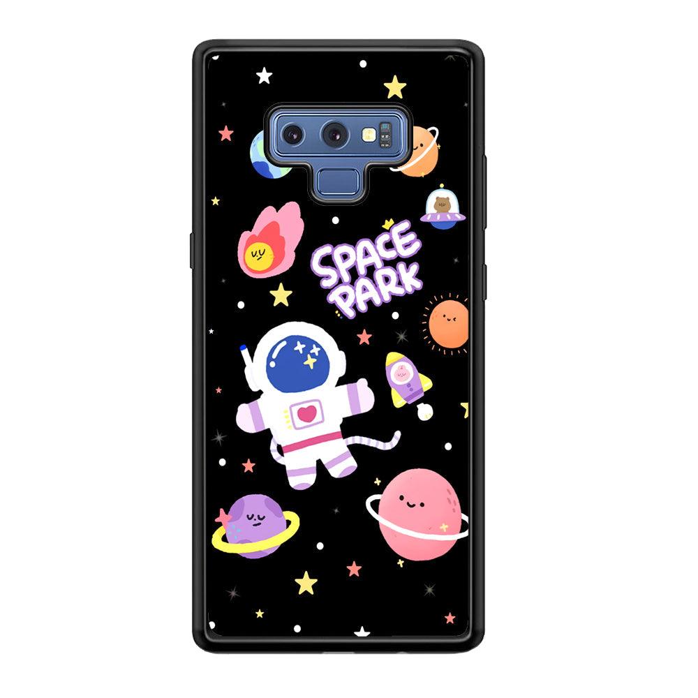 Astronaut Cute on Space Park Samsung Galaxy Note 9 Case-Rubber Black (2D Case)-Oxvistore